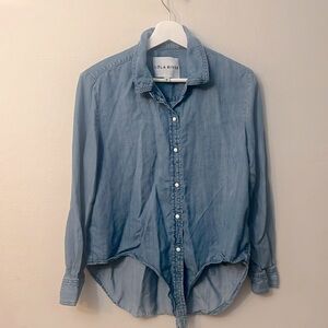 Lola River size M snap button down denim color long sleeves tie knot at front